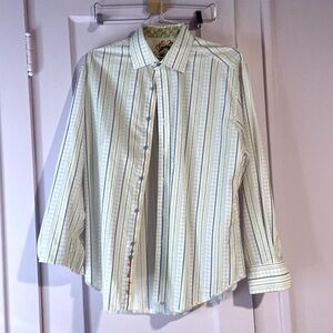 Robert Graham White Colorful Striped Beautiful Men’s Button Down Shirt Size XL